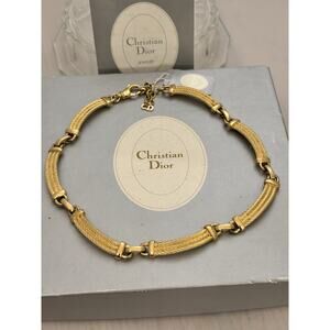 Vintage Christian Dior Gold Tone Rope Link Adjustable NECKLACE Signed NWT/NIB